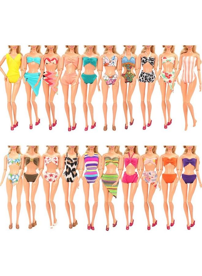 Barwa 12 Items 5 Psc Swimsuits Bathing Clothes Bikini One Piece With 2 Pool Floaties With 5 Shoes For 11.5 Inch Doll - Image 5