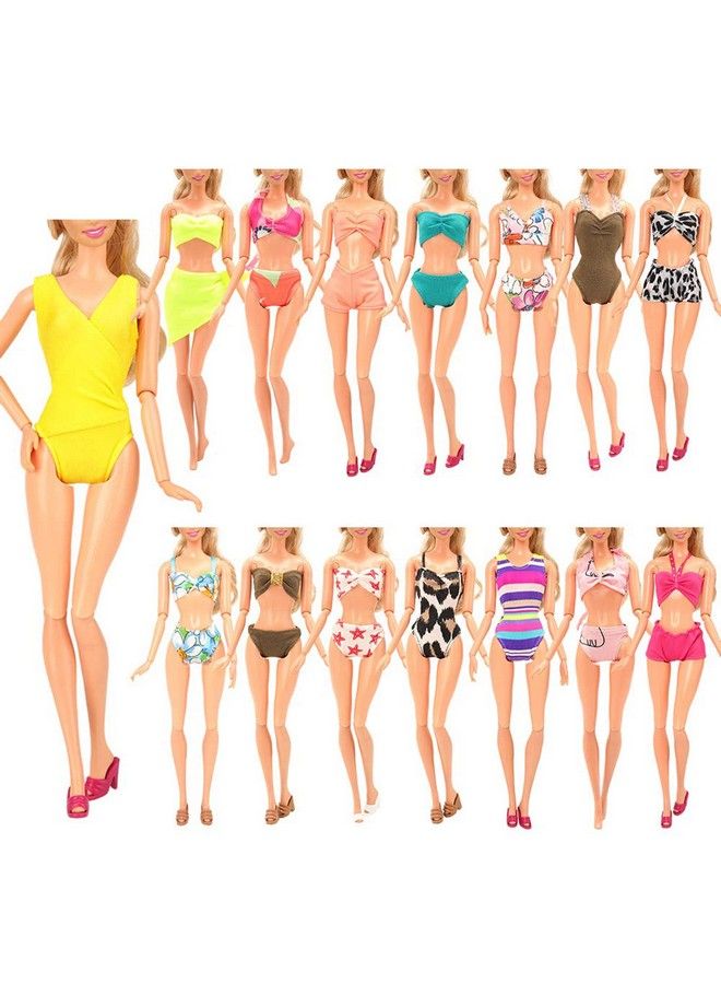 Barwa 12 Items 5 Psc Swimsuits Bathing Clothes Bikini One Piece With 2 Pool Floaties With 5 Shoes For 11.5 Inch Doll - Image 4
