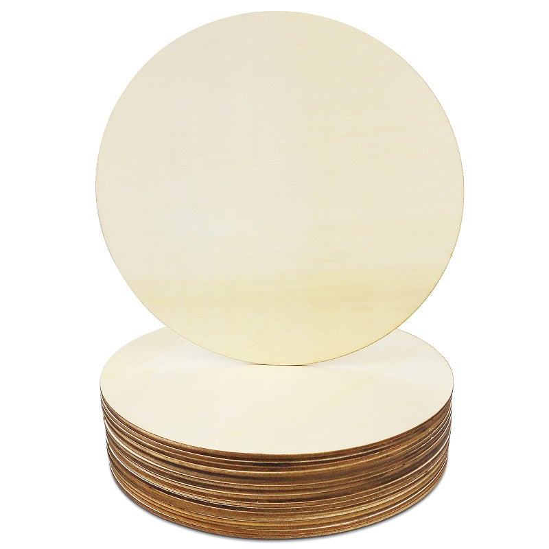 ISUSSER 20Pcs 8 Inch Wood Rounds for Crafts Unfinished Wood Circles Discs Blank Wood Signs to Paint DIY Supplies Home Christmas Halloween Decorations