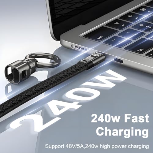 Verilux® PD 240W Type C Cable Fast Charging, Leather C Type Charger Cable with Keychain Compatible for iPhone 17/16/15, Galaxy S26/S25/S24/S23, Flash Drive, Portable Travel, No Supported Data Transfer - Image 2