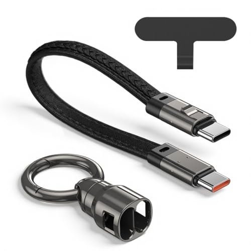 Verilux® PD 240W Type C Cable Fast Charging, Leather C Type Charger Cable with Keychain Compatible for iPhone 17/16/15, Galaxy S26/S25/S24/S23, Flash Drive, Portable Travel, No Supported Data Transfer - Image 1