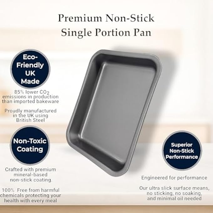 2X 23Cm Superior Double Coated Non Stick Single Portion Oven Tray Roasting Pans Made In England - Image 4
