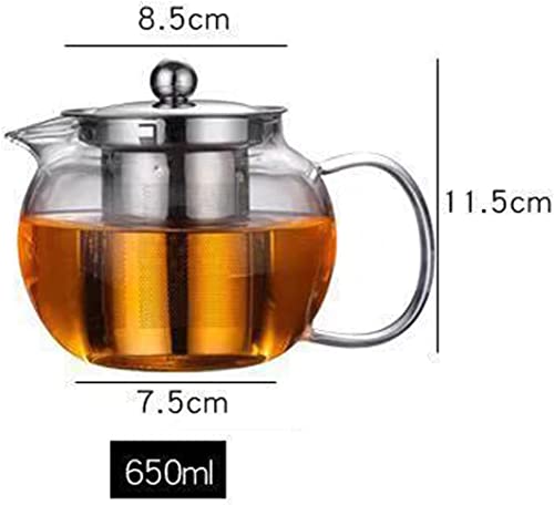 HKKAIS Glass Teapot with Removable Infuser Stovetop & Microwave Safe Borosilicate Clear Glass Teapot (22OZ) - Image 2