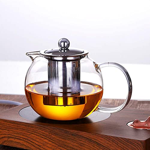 HKKAIS Glass Teapot with Removable Infuser Stovetop & Microwave Safe Borosilicate Clear Glass Teapot (22OZ) - Image 4