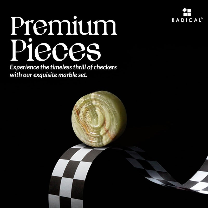 Radicaln Marble Checker Figures 1.25" White and Green Onyx – Handmade Classic Checkers & Draughts Game Accessories - Image 4