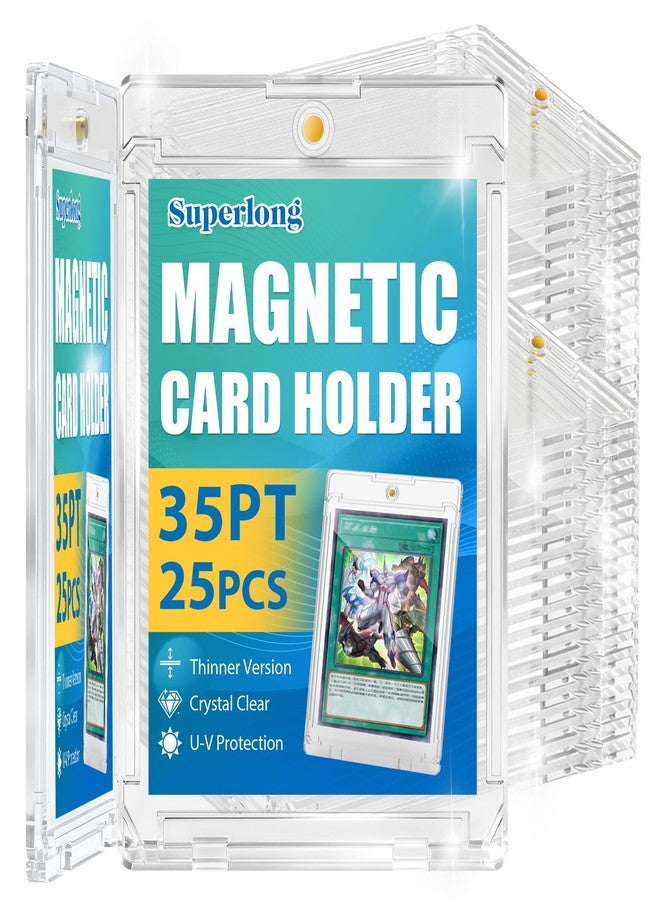 Superlong 35PT Magnetic Card Holder, 25ct Upgraded One Touch Card Holders with U-V Protection, Hard Plastic Display Case with 2 Magnets Fit for MTG Sport Game Trading Baseball Football Collect Storage - Image 1