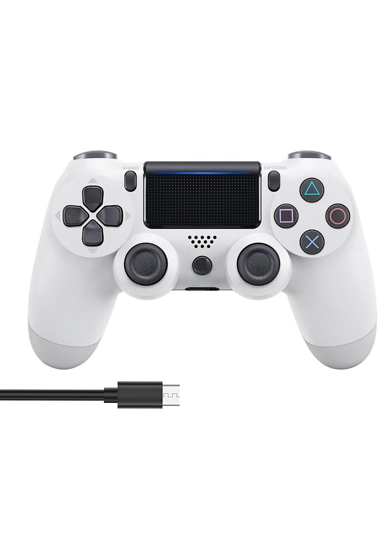 Wireless Controller for PS4 Support Double Vibration 6-Axis Motion Sensor Sensitive Touch Pad Built-in Speaker & Stereo Headphone Jack Compatible with PS 4 (White) - Image 1