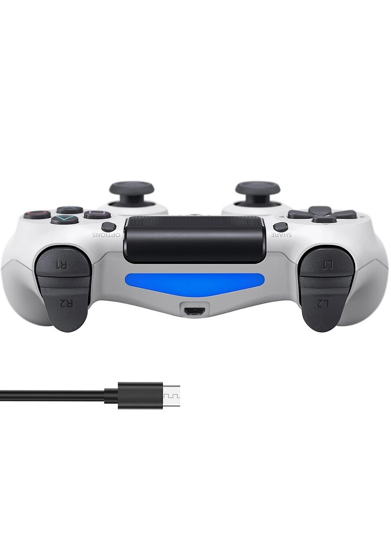 Wireless Controller for PS4 Support Double Vibration 6-Axis Motion Sensor Sensitive Touch Pad Built-in Speaker & Stereo Headphone Jack Compatible with PS 4 (White) - Image 3