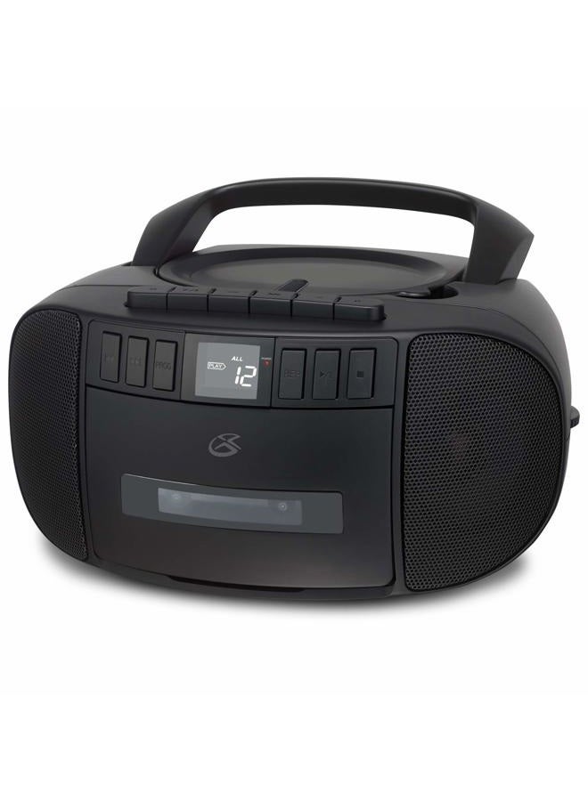 GPX BCA209B Portable Am/FM Boombox with CD and Cassette Player, Black - Image 1