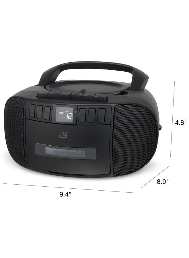 GPX BCA209B Portable Am/FM Boombox with CD and Cassette Player, Black - Image 3