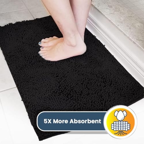 Muddy Mat® Shown on TV – Super Absorbent Microfiber Dog Door Mat for Muddy Paws, Non-Slip Washable Pet Rug, Quick Dry Chenille Entryway Carpet, Machine Washable Indoor Outdoor mat, Black 30"x19" - Image 3
