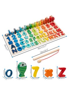FABTEX Montessori Toys Wooden Number Alphabet Puzzles Shapes Counting and Sorting Toy Fishing Game Math Educational Toy Kids Board Game for 3 4 5 Years Old Boys and Girls  - Image 5