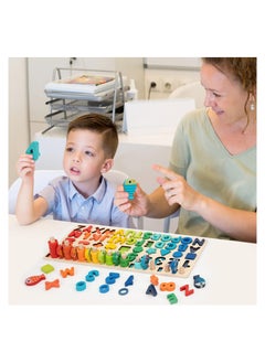 FABTEX Montessori Toys Wooden Number Alphabet Puzzles Shapes Counting and Sorting Toy Fishing Game Math Educational Toy Kids Board Game for 3 4 5 Years Old Boys and Girls  - Image 3