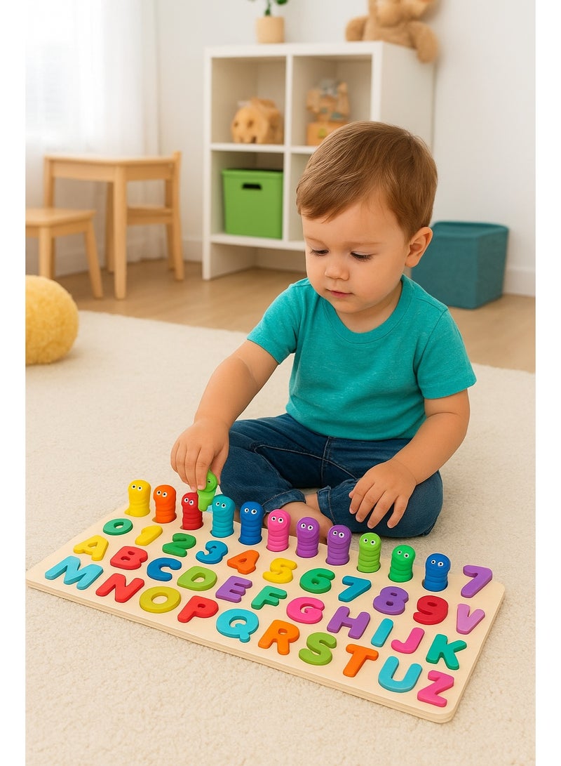 فابتكس ألعاب مونتيسوري خشبية أرقام الأبجدية الألغاز الأشكال العد والفرز لعبة الصيد لعبة الرياضيات لعبة تعليمية للأطفال لعبة المجلس لمدة 3 4 5 سنوات من العمر الأولاد والبنات - Image 2