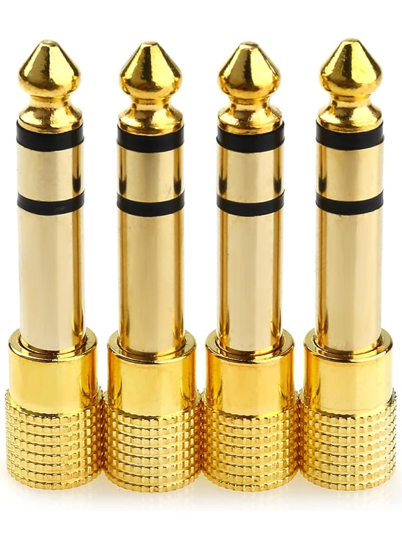 Rock Pow 1/4'' to 3.5mm Stereo Headphone Adapter for Audio Connector Cable 3.5mm(1/8'') Female to 6.35mm (1/4'') Male Jack Plug Stereo Adapter for Headphone Amp Adapte -4PCS  - Image 1