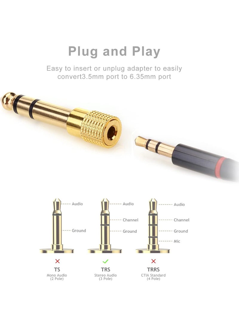 Rock Pow 1/4'' to 3.5mm Stereo Headphone Adapter for Audio Connector Cable 3.5mm(1/8'') Female to 6.35mm (1/4'') Male Jack Plug Stereo Adapter for Headphone Amp Adapte -4PCS  - Image 5
