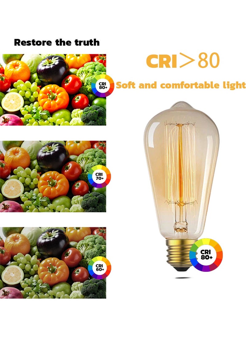 MODI - 2 Pcs Vintage Edison Style LED Filament Bulb ST64 6W Light 2700K Warm White E27 B22 Amber Glass Dimmable LED bulb for Home Indoor Decoration, Interior, Chandelier, Room Decor And More - Image 1
