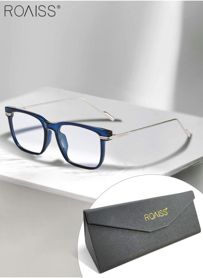 roaiss Blue Light Blocking Glasses Computer Reading Gaming TV Phones Square Eyeglasses Fashion Anti Eyestrain UV Eyewear for Women Men, Transparent Blue  - Image 1