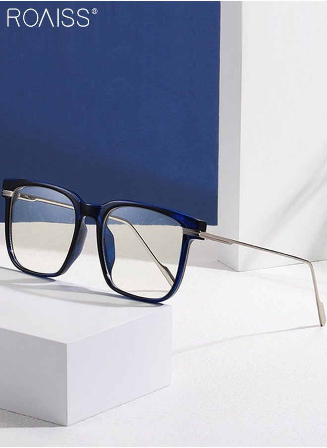 roaiss Blue Light Blocking Glasses Computer Reading Gaming TV Phones Square Eyeglasses Fashion Anti Eyestrain UV Eyewear for Women Men, Transparent Blue  - Image 3