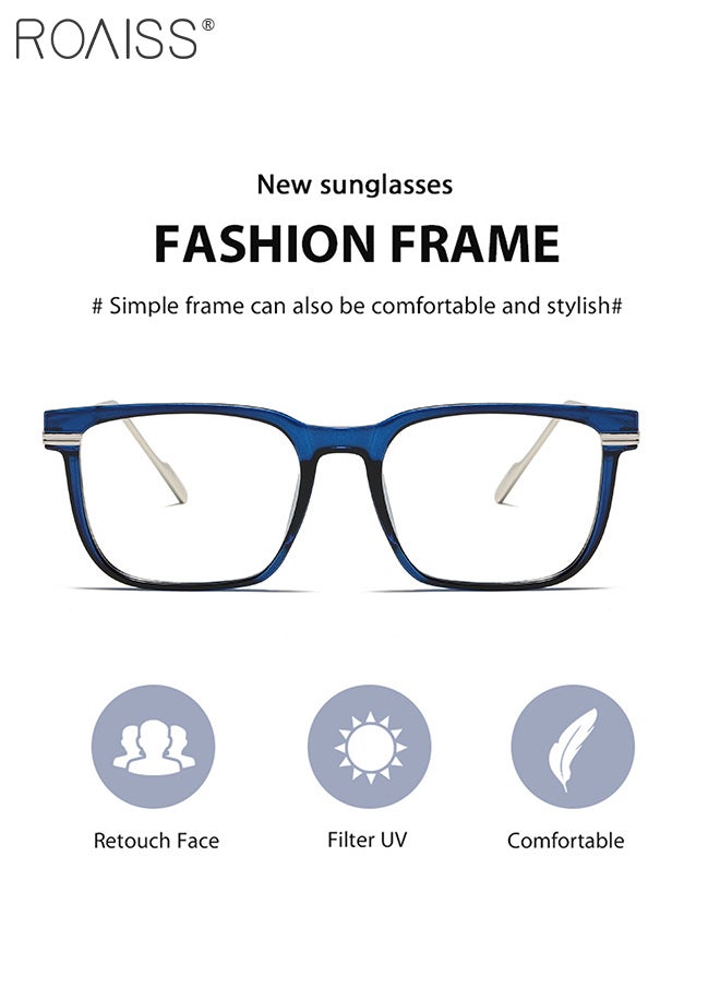 roaiss Blue Light Blocking Glasses Computer Reading Gaming TV Phones Square Eyeglasses Fashion Anti Eyestrain UV Eyewear for Women Men, Transparent Blue  - Image 4