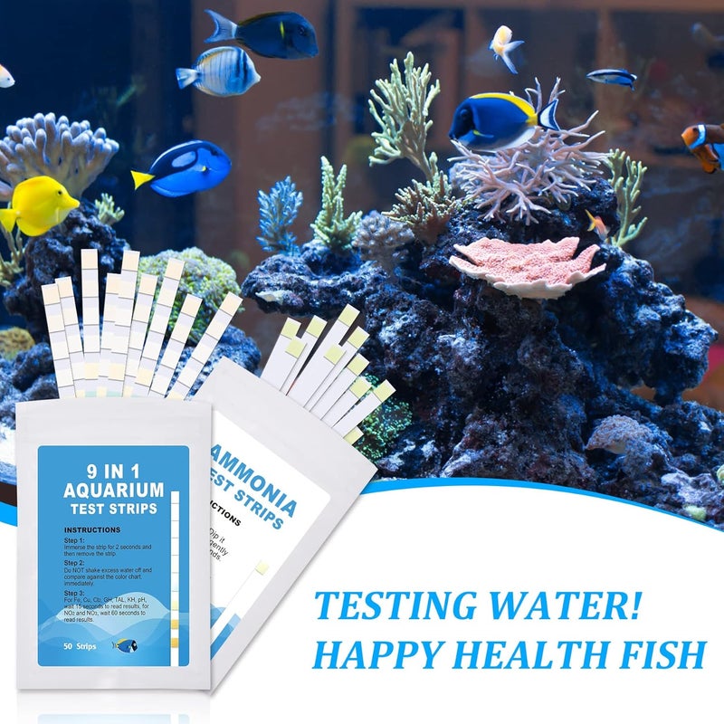 FUNSWTM Aquarium Test Strips for Freshwater: 10 in 1 Aquarium Ammonia Test Strips for Fish Tank Ammonia Test Kit for Aquarium Pond - Testing Ammonia Nitrate Nitrite pH,etc - Image 5