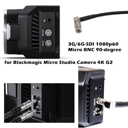HangTon 6G SDI Video Cable HD Micro BNC to Female BNC for Blackmagic Video Assist 4K 5 Monitor Micro Studio Camera 4K G2 Right Angle High Density 15cm - Image 3
