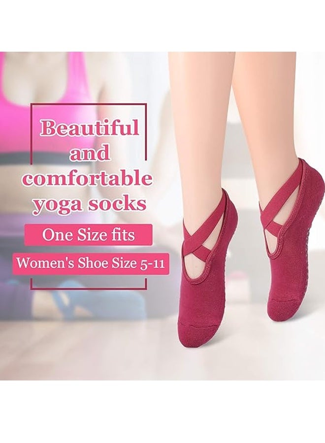 بينكو ٦ جوارب يوغا، جوارب قطنية مانعة للانزلاق، جوارب باري نقية للرقص والباليه، جوارب تمارين حافية القدمين. - Image 3