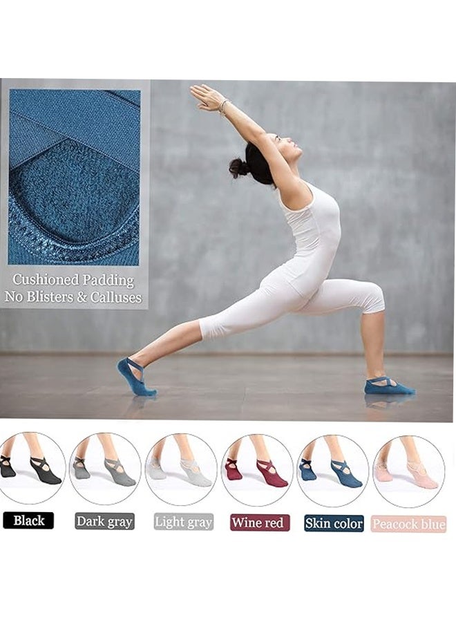 بينكو ٦ جوارب يوغا، جوارب قطنية مانعة للانزلاق، جوارب باري نقية للرقص والباليه، جوارب تمارين حافية القدمين. - Image 2