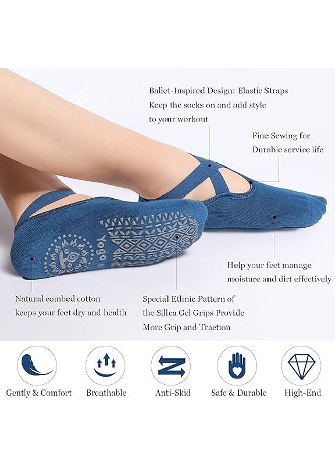 بينكو ٦ جوارب يوغا، جوارب قطنية مانعة للانزلاق، جوارب باري نقية للرقص والباليه، جوارب تمارين حافية القدمين. - Image 4