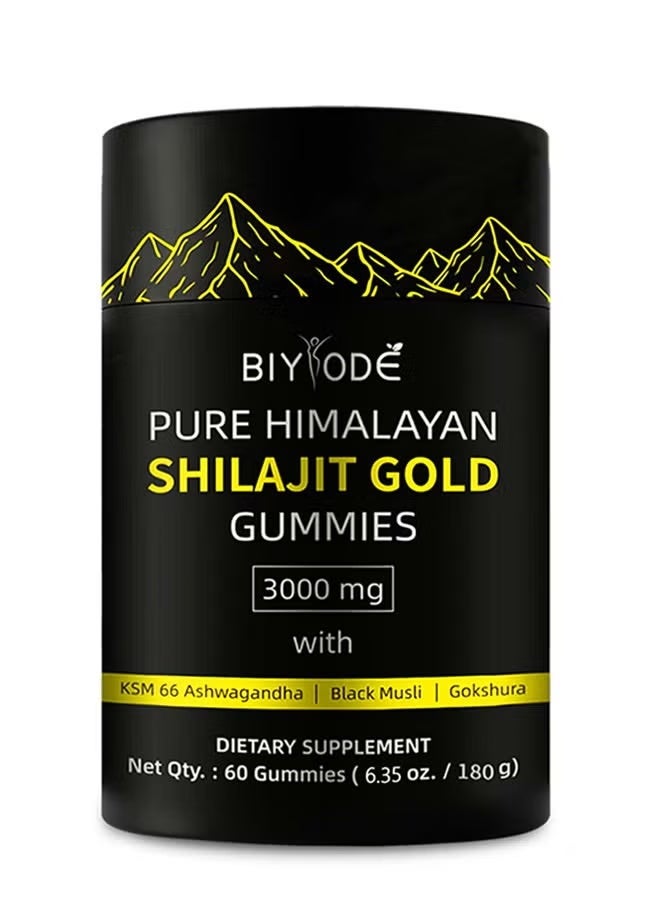 BIYODE Himalayan Shilajit Gummies 3000mg with Ashwagandha & Herbs – Boost Energy, Immunity & Focus - Image 1
