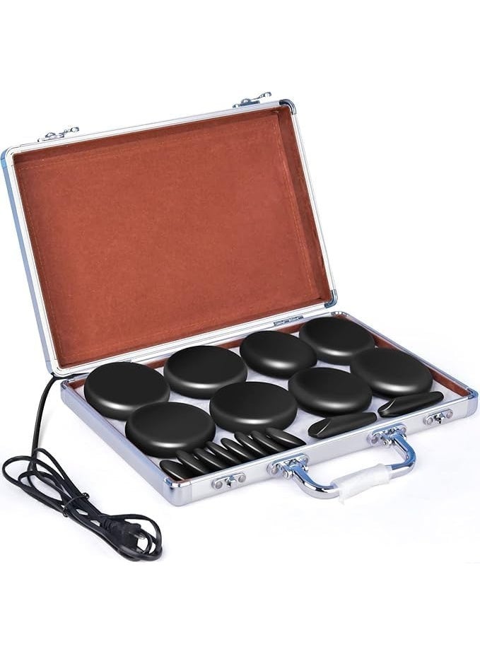 LA PERLA TECH  Hot Stone Massage Set, 18 Pieces with Warmer, Professional or Home Spa Relaxing, Stainless - Image 1