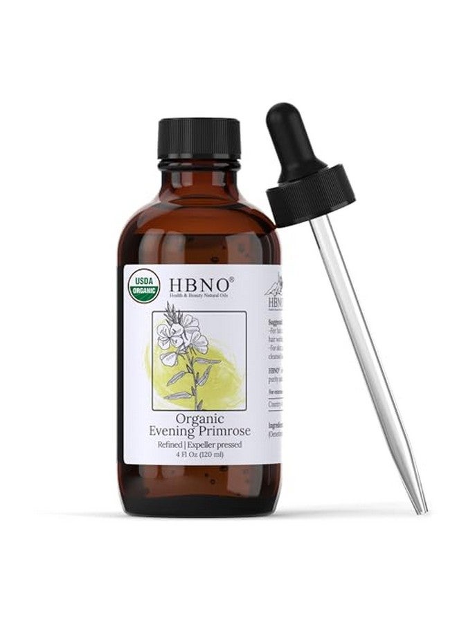 hbno Organic Evening Primrose Oilhuge 4 Oz (120Ml) Value Sizeusda Certified Organic Evening Primrose Oil Cold Pressed Carrier Oil For Face Body Lips Nails Shampoo & Conditioner. - Image 1