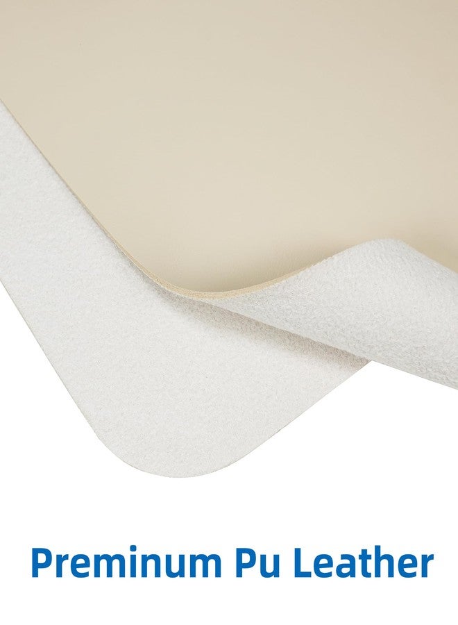 AFIING Leather Desk Pad Protector,Mouse Pad,Office Desk Mat, Non-Slip PU Leather Desk Blotter,Large Desk mat,Waterproof Keyboard mat for Office/Home/Decor (Beige,35" x 17") - Image 2