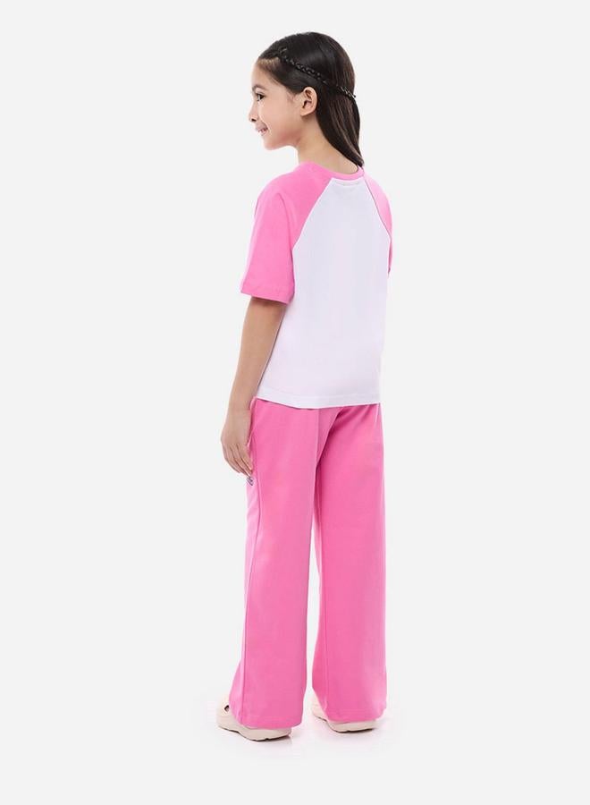 victor and jane Victor and Jane Slogan Print Knit Crop Top and Wide-Leg Pants Set - Image 2