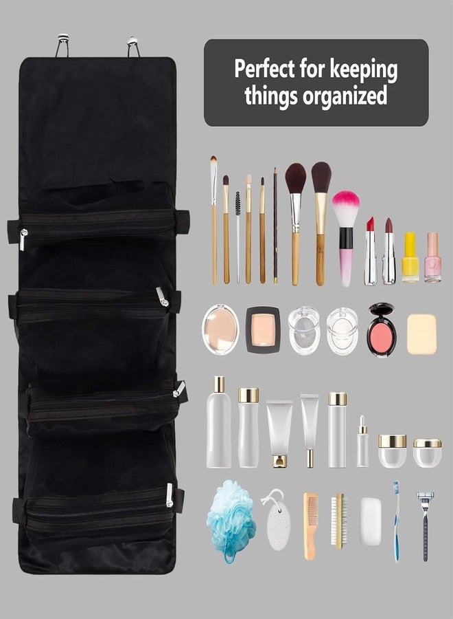 CLICKSY Nylon 4 in 1 Travel Toiletry Makeup Cosmetic Organizer Pouch Bag Travel Storage Organizer Bags Pouches Kit for Men and Women Makeup Essentials Bag (Black) - Image 5