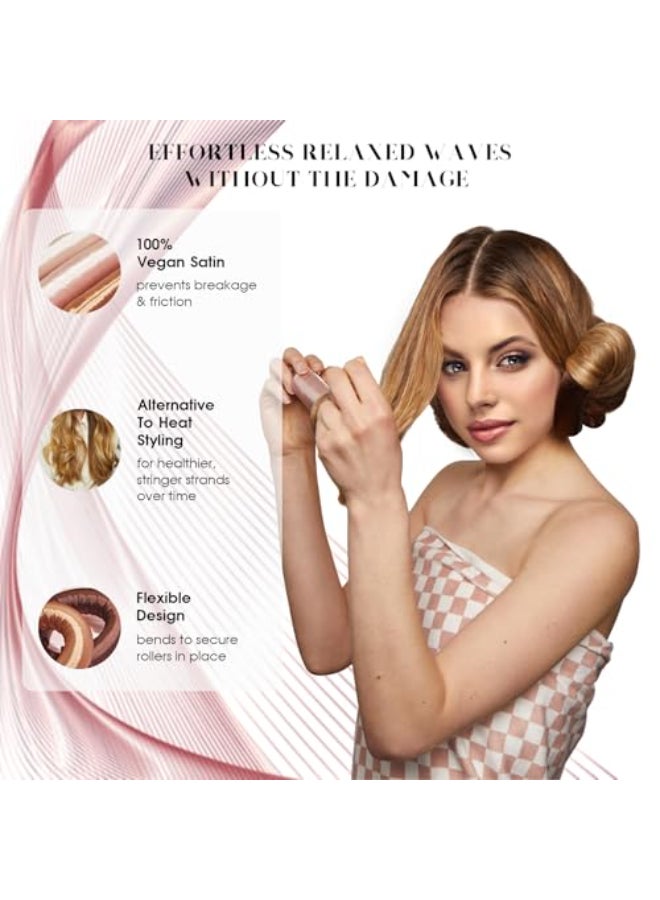 kanuoc 6 Pack Heatless Hair Curler Heatless Curls Overnight for All Hairs Types Hair Rollers for Blowout Look Long Hair Curls Satin Jumbo Flexi Rods to Sleep in Color A - Image 3