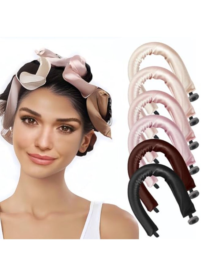 kanuoc 6 Pack Heatless Hair Curler Heatless Curls Overnight for All Hairs Types Hair Rollers for Blowout Look Long Hair Curls Satin Jumbo Flexi Rods to Sleep in Color A - Image 1