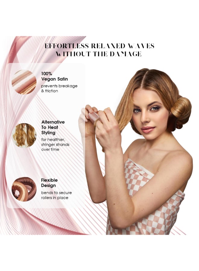 kanuoc 6 Pack Heatless Hair Curler Heatless Curls Overnight for All Hairs Types Hair Rollers for Blowout Look Long Hair Curls Satin Jumbo Flexi Rods to Sleep in Color A - Image 4