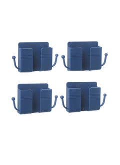 DIGI CORE 4 Pcs Wall Mount Phone Holder Phone Stand With Data Cable Receiving Hole Multi Purpose Phone Charging Dock with Adhesive Phone Holder For Shower Charging Compatible With iPhone and Android (Blue)  - Image 1