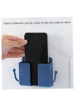 DIGI CORE 4 Pcs Wall Mount Phone Holder Phone Stand With Data Cable Receiving Hole Multi Purpose Phone Charging Dock with Adhesive Phone Holder For Shower Charging Compatible With iPhone and Android (Blue)  - Image 2