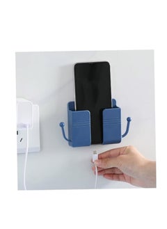 DIGI CORE 4 Pcs Wall Mount Phone Holder Phone Stand With Data Cable Receiving Hole Multi Purpose Phone Charging Dock with Adhesive Phone Holder For Shower Charging Compatible With iPhone and Android (Blue)  - Image 4