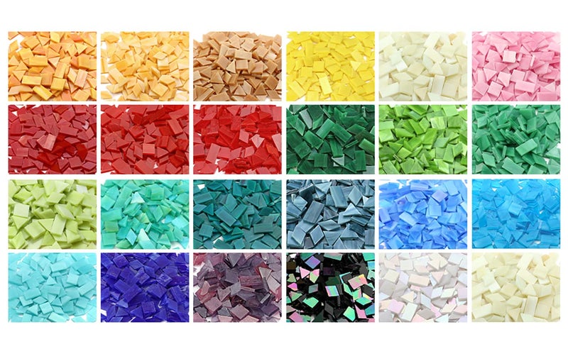 Lanyani A Wide Range of Color selections Glass Mosaic Tiles Pieces for Art Crafts,4 Shapes Mixed Colorful Glass Tiles Tiffany Stained Glass Pieces Tile,200 Pieces, Orange-Red by Lanyani - Image 1