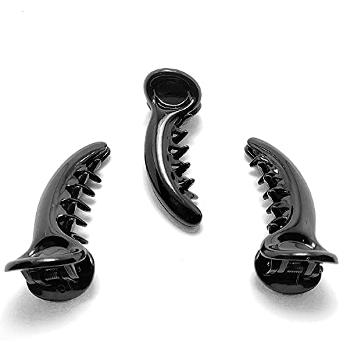 BeeSpring Yukta Eternals Premium Quality Duck Teeth Hair Clip, Clutchers with Covered Spring with Inner Teeth. (Black Color) - Pack of 3 (HC-02) - Image 3