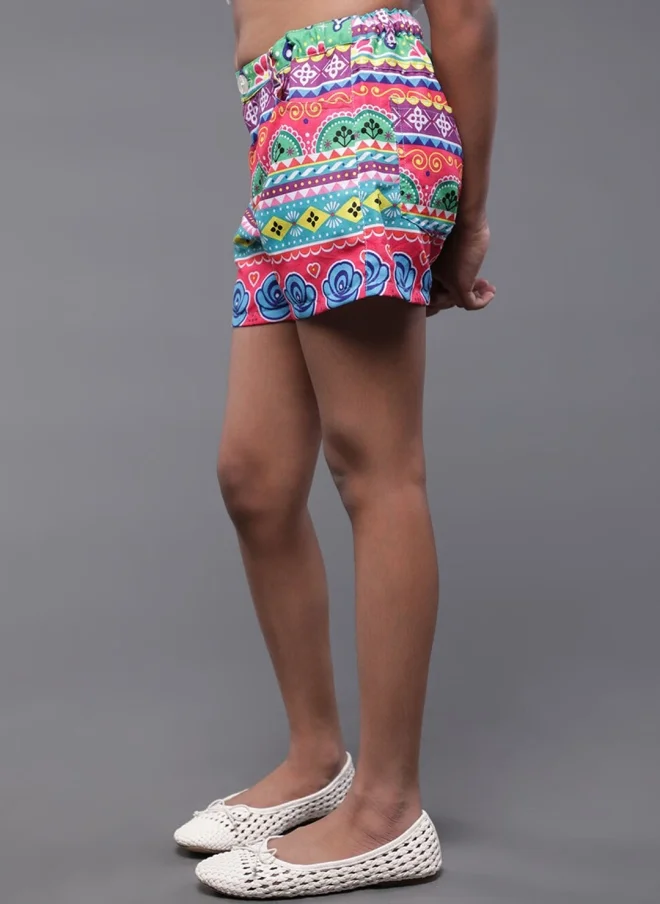 أيه كيه إس Ethnic Motifs Printed Hot Pants for Girls