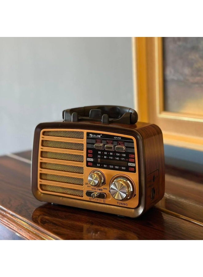 GOLON Radio... Clear Sound Everywhere!  Do you love listening to the radio or music with loud, clear sound?  The GOLON portable radio — stylish design and powerful sound that lets you feel every note!  Features:  • Supports 3 radio bands: FM / AM / SW  • Plays music from a USB flash drive or TF memory card  • Powerful sound with a 3-speaker system for a clearer and louder experience  • Powered by a rechargeable 18650 lithium battery or 2 standard UM-1 batteries  • Can be connected to a computer and play files directly  • Includes a cable for direct connection to a wall outlet + battery charging capability - Image 1