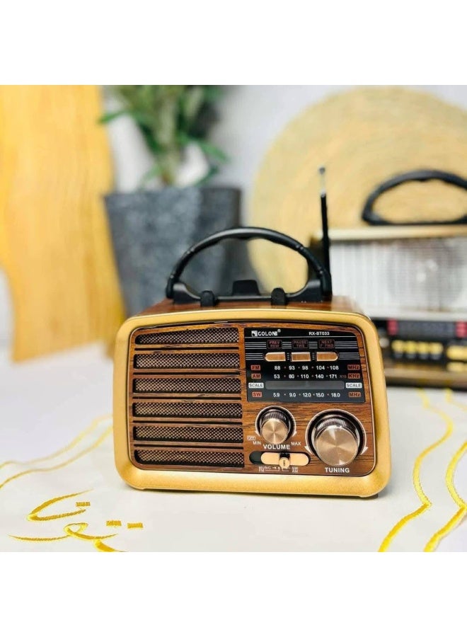 GOLON Radio... Clear Sound Everywhere!  Do you love listening to the radio or music with loud, clear sound?  The GOLON portable radio — stylish design and powerful sound that lets you feel every note!  Features:  • Supports 3 radio bands: FM / AM / SW  • Plays music from a USB flash drive or TF memory card  • Powerful sound with a 3-speaker system for a clearer and louder experience  • Powered by a rechargeable 18650 lithium battery or 2 standard UM-1 batteries  • Can be connected to a computer and play files directly  • Includes a cable for direct connection to a wall outlet + battery charging capability - Image 2