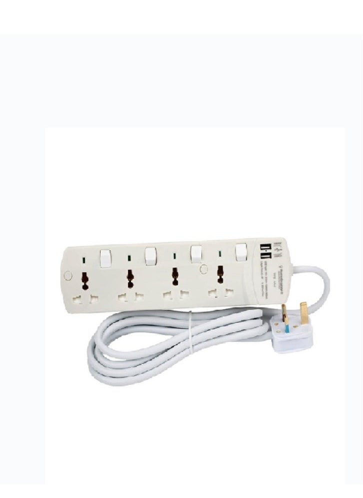 Zcom Extension cord,3 meter , 4 sockets and separate switch with two usb port 