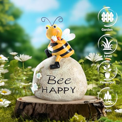Smadeer Garden Decor Bee Outdoor Statues Sculpture Bumblebee Figurine for Patio Lawn Porch Yard Backyard Honey Bees for Insect Lovers Gifts Garden Ornaments for Home Decor Spring Summer - Image 3