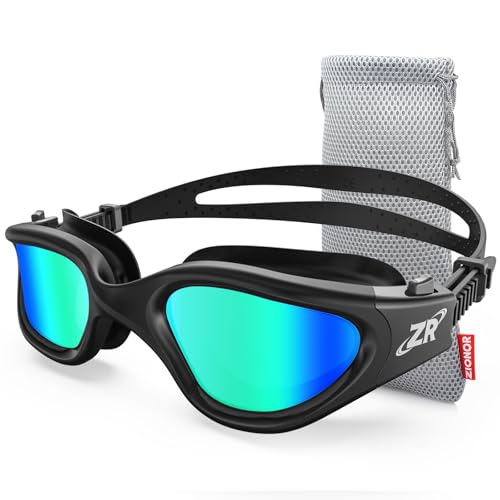 ZIONOR Swim Goggles, Upgraded G1 Polarized Swimming Goggles UV Protection Anti-fog Adjustable Strap for Men Women Adult Indoor or Outdoor (Polarized Mirror Gold Lens) - Image 1