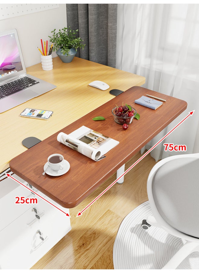 Desktop Extension Hand Support Station Board Dormitory Table Side Table Board Keyboard Bracket Widened Folding Extended Computer Desk-Pattern:Black Bracket + Pomelo Wood Board 75*25*1.2⚑⚑  - Image 1